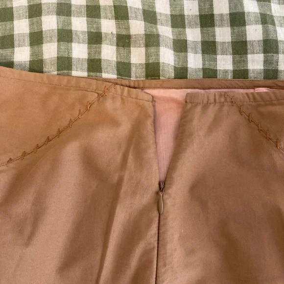 Vintage Odille Skirt: Tan and Pink Midi with Cutouts and Embroidery - Picture 9 of 9